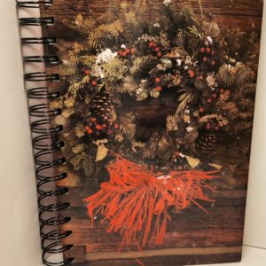 Hand Crafted Hardcover Spiral Journal - Winter Wreath