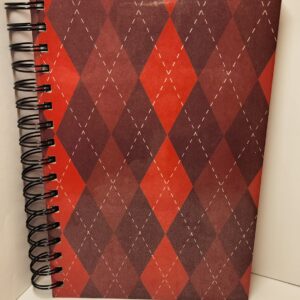 Hand Crafted Hardcover Spiral Journal - Red Argyle