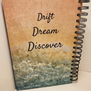 Hand Crafted Hardcover Spiral Journal - Drift Dream Discover, Left-Handed